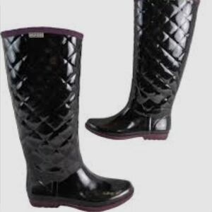 Tommy Hilfiger Black and Purple Quilted Boots